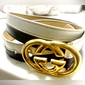Gucci GG Marmont vintage leather belt size 70 navy blue / white - RARE